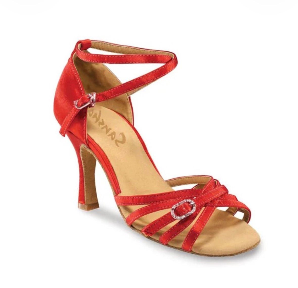 Ballroom shoes on a dance floor